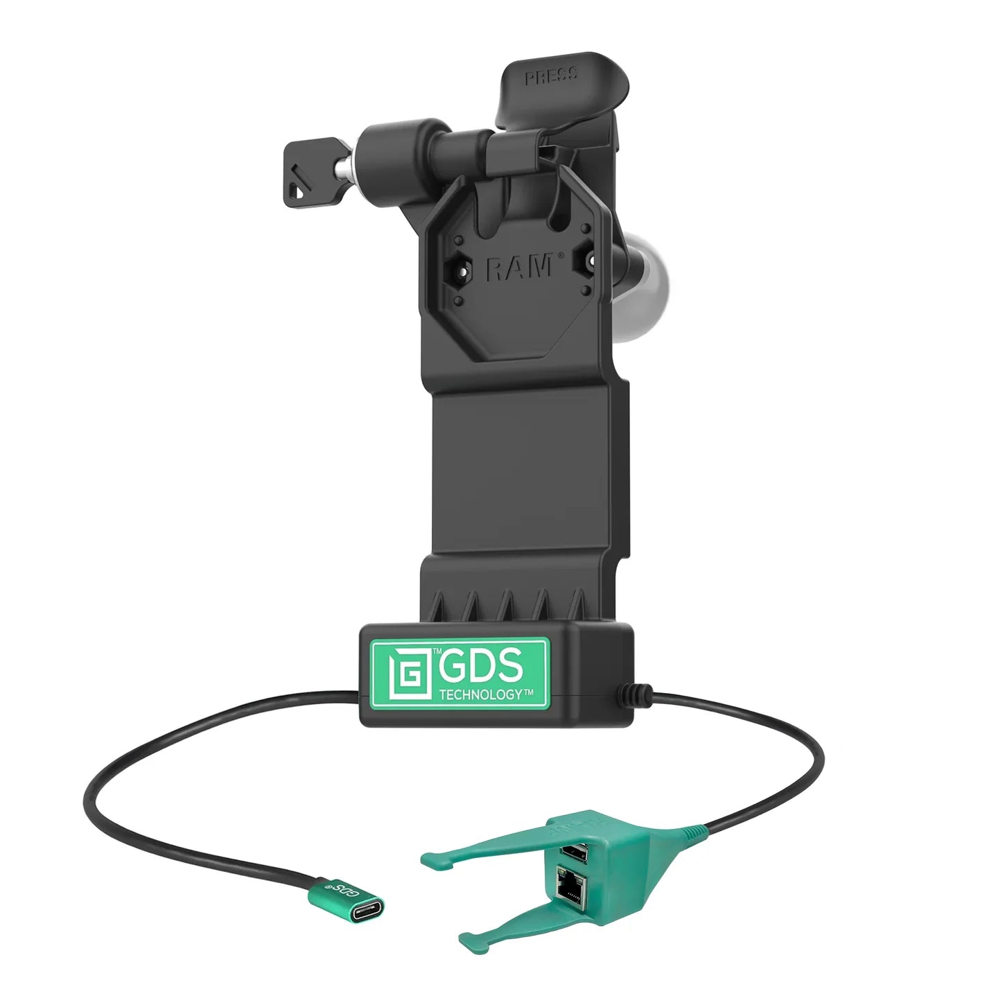 GDS® Uni-Conn™ Left Locking Powered Dock with USB-A & RJ45 Data - RAM-GDS-DOCKLL-U1CP-RJ45AU