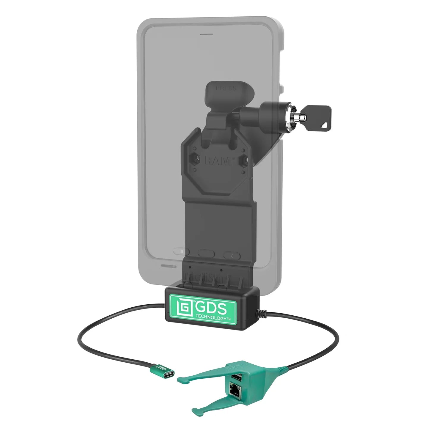 GDS® Uni-Conn™ Right Locking Powered Dock with USB-A & RJ45 Data - RAM-GDS-DOCKLR-U1CP-RJ45AU