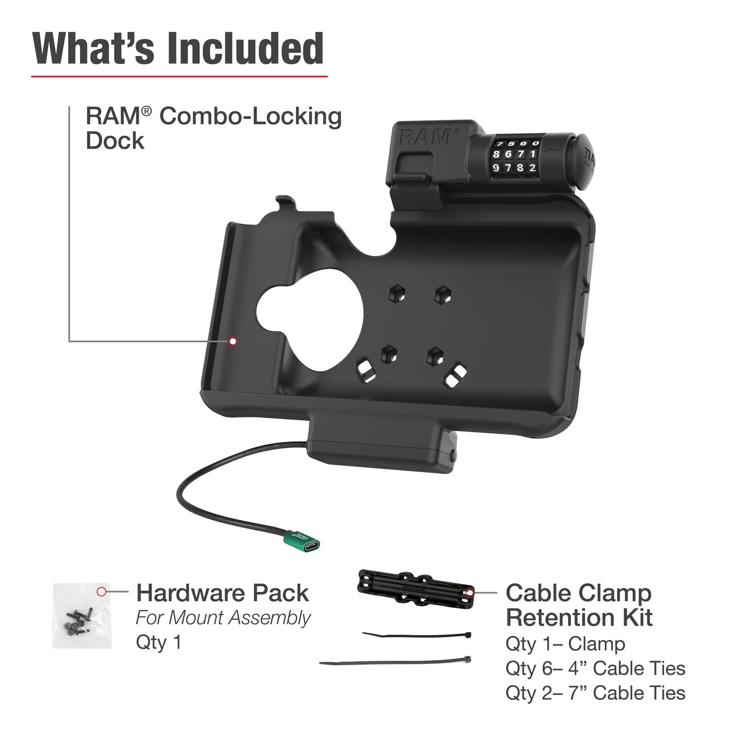 RAM® Combo Locking USB-C Powered Dock for Samsung Tab Active5 & 3 - RAM-HOL-SAM58CPCLU