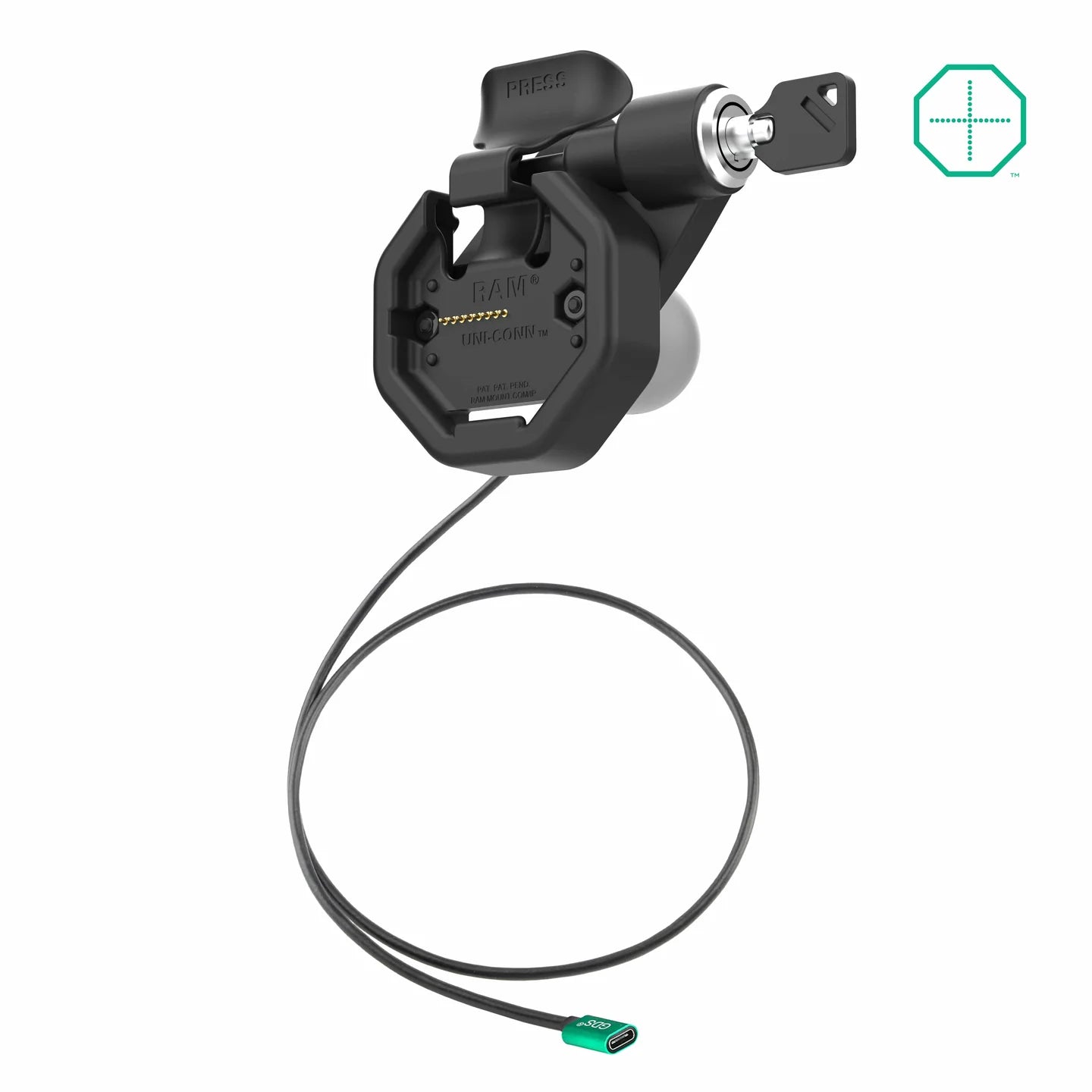 GDS® Uni-Conn™ Powered Right Locking Snap-In Dock with USB-C Connector - RAM-GDS-DOCKLR-U3CPU
