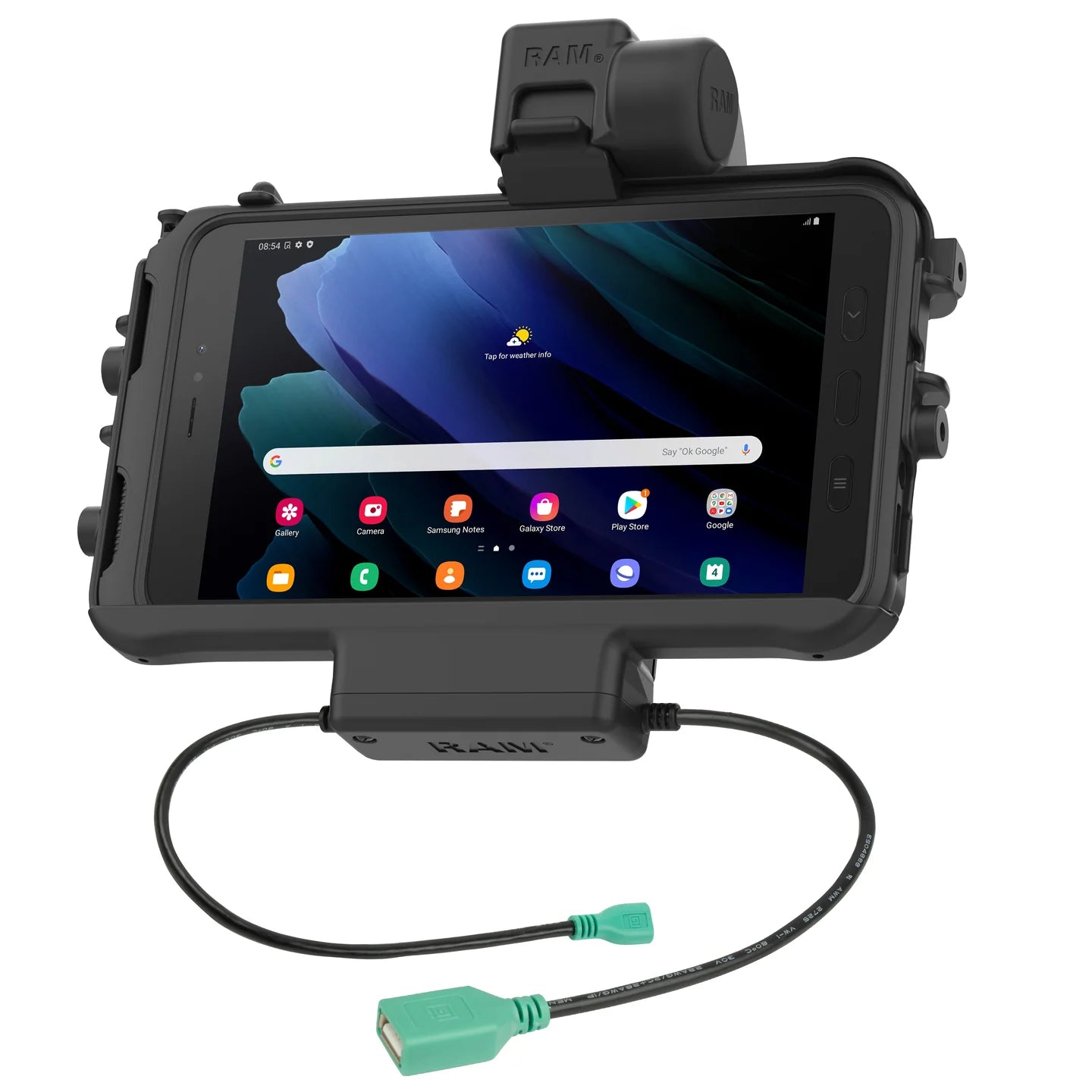 RAM® Low-Profile Power + Single USB Dock for Tab Active5 & 3 - RAM-HOL-SAM58PDTU