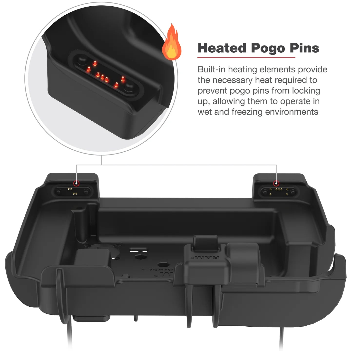 RAM® Power + Dual USB Dock for Zebra ET6x - Heated Pins - RAM-HOL-ZE25PD2HU