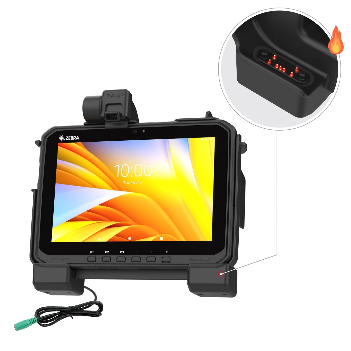 RAM® Powered Dock for Zebra ET6x - Heated Pins - RAM-HOL-ZE25PHU