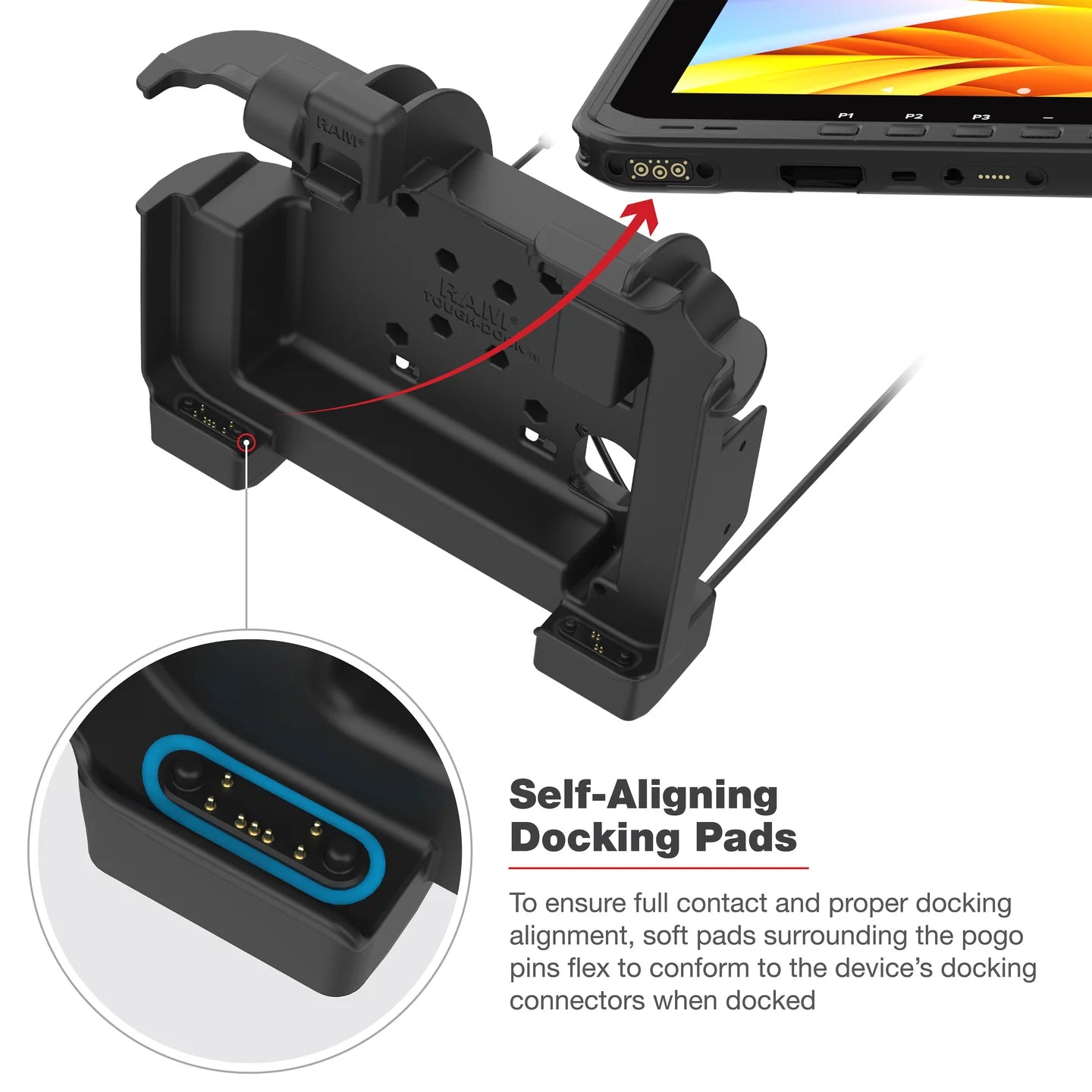 RAM® Powered Dock for Zebra ET6x - Heated Pins - RAM-HOL-ZE25PHU