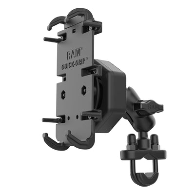RAM® Quick-Grip™ XL Phone Mount with Vibe-Safe™ & U-Bolt Base - Short - RAM-B-149Z-A-PD4-462