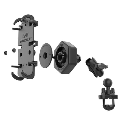 RAM® Quick-Grip™ XL Phone Mount with Vibe-Safe™ & U-Bolt Base - Short - RAM-B-149Z-A-PD4-462