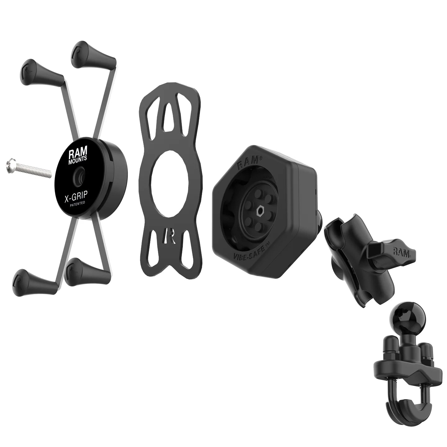 RAM® X-Grip® Large Phone Mount with Vibe-Safe™ & U-Bolt Base - Short - RAM-B-149Z-A-UN10-462