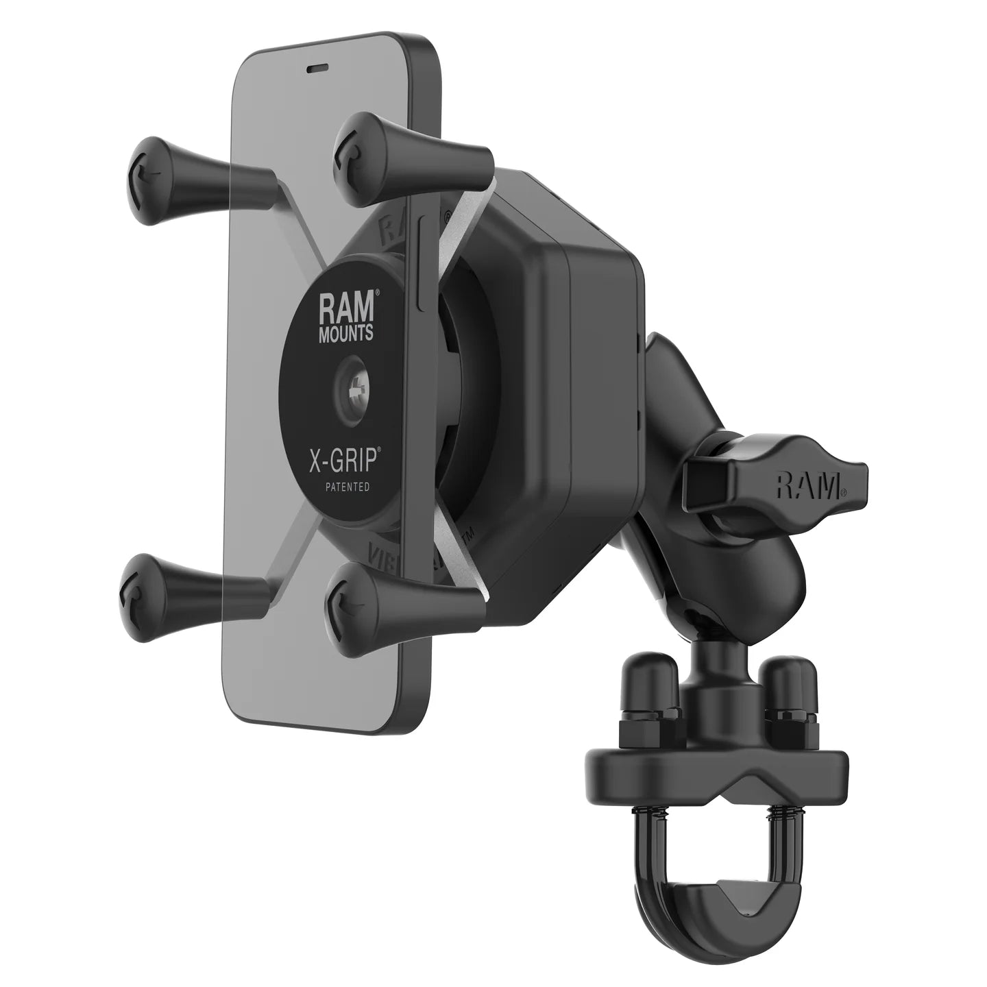 RAM® X-Grip® Phone Mount with Vibe-Safe™ & U-Bolt Base - Short - RAM-B-149Z-A-UN7-462