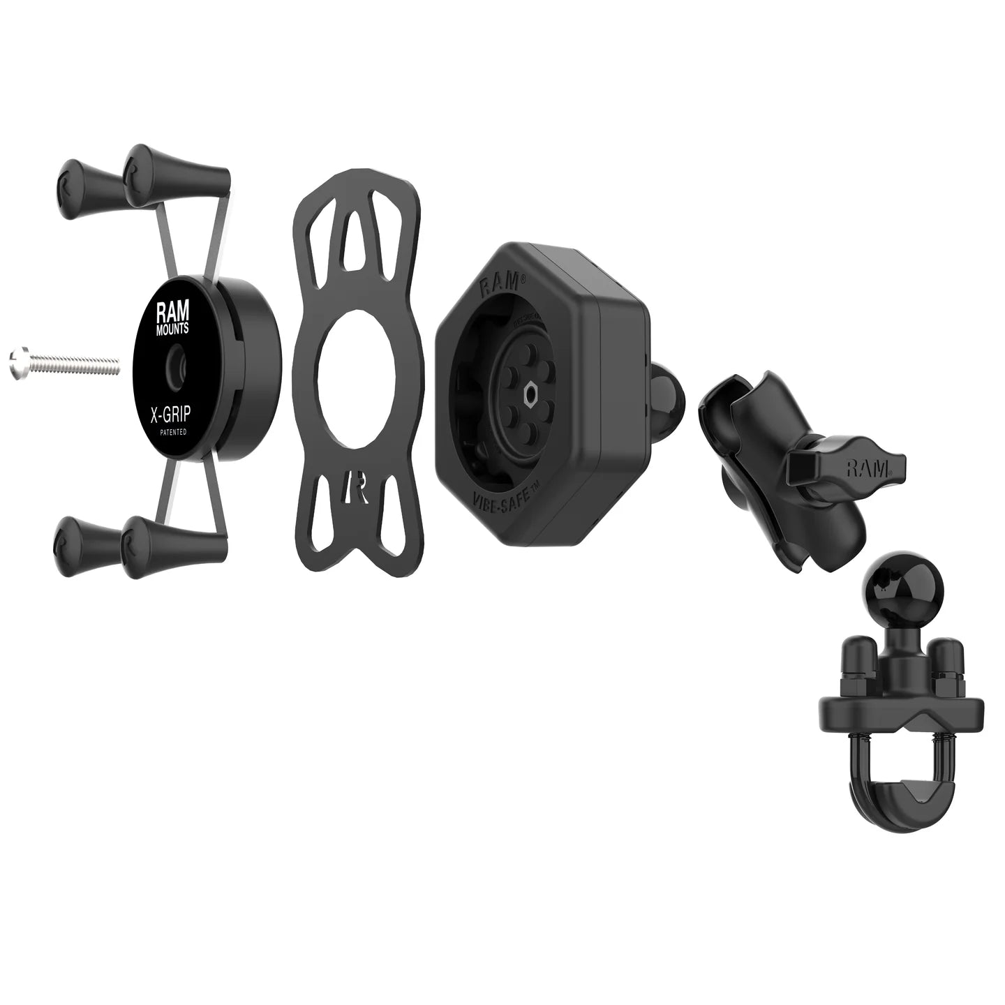 RAM® X-Grip® Phone Mount with Vibe-Safe™ & U-Bolt Base - Short - RAM-B-149Z-A-UN7-462