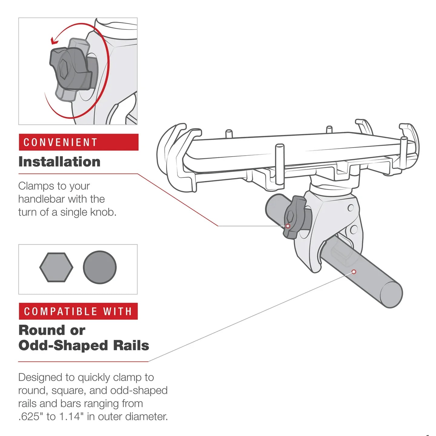 RAM® Low-Profile Tough-Claw™ Small Clamp Mount - RAP-400-1U