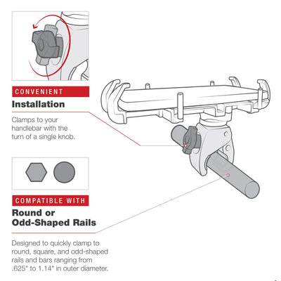 RAM® Low-Profile Tough-Claw™ Small Clamp Mount - RAP-400-1U