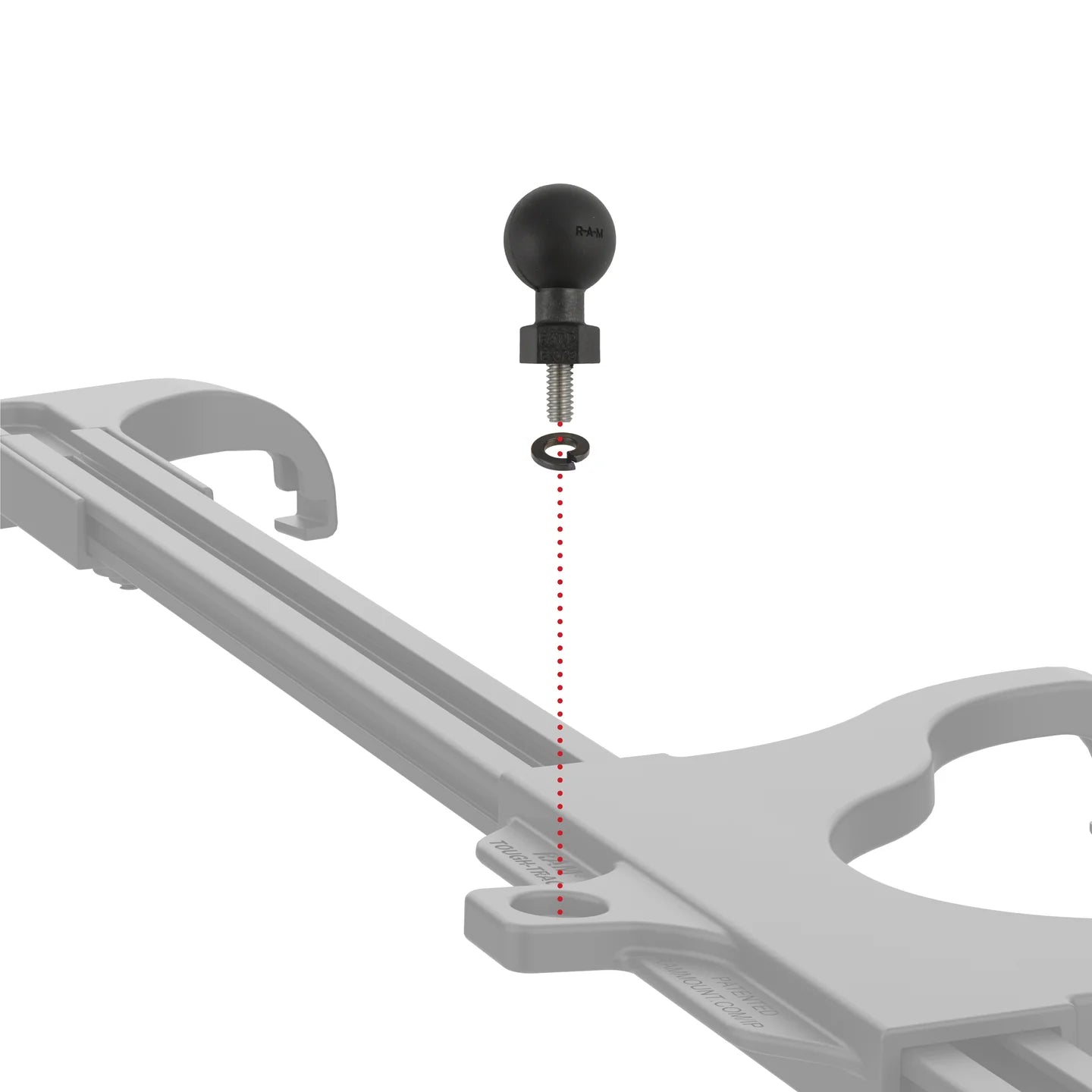 RAM® Tough-Ball™ with 1/4"-20 x .50" Threaded Stud and Lock Washer - RAP-B-379U-252050-SLW