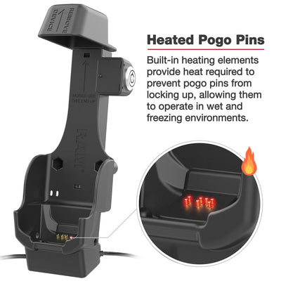 RAM® Locking Powered Dock + Single USB-A for Zebra TC8300 - Heated Pins - RAM-HOL-ZE26PDHLU