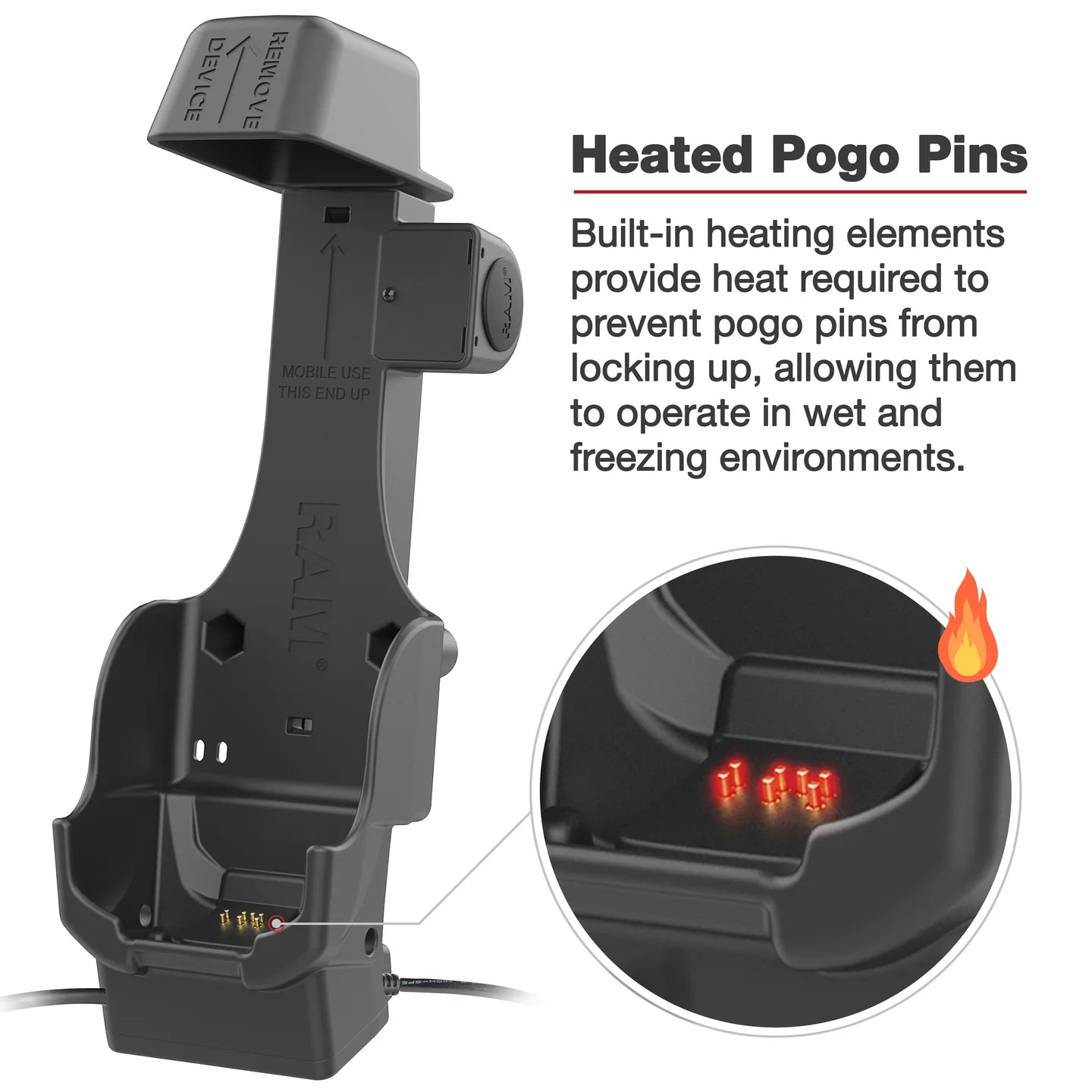 RAM® Powered Dock + Single USB-A for Zebra TC8300 - Heated Pins - RAM-HOL-ZE26PDHU