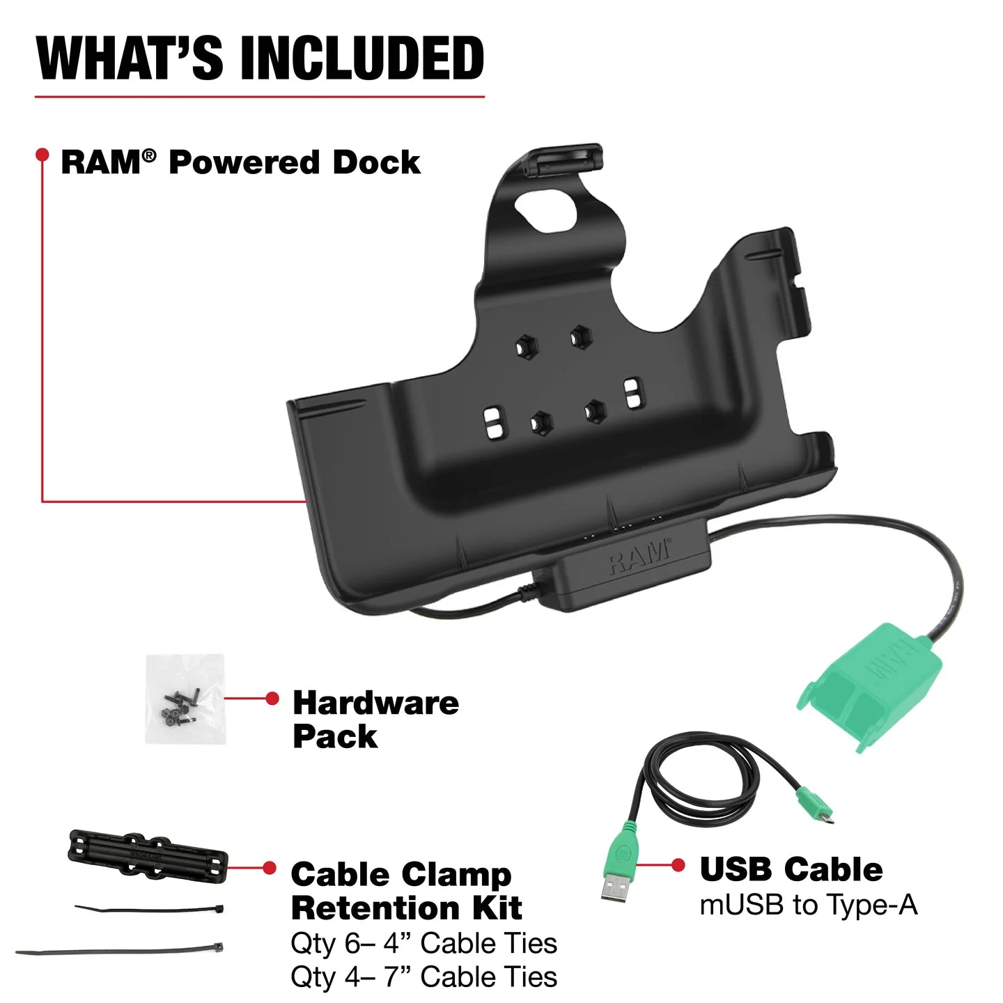 RAM® Power & Dual USB Data Dock for Tab Active4 Pro & Tab Active Pro - RAM-HOL-SAM52PD2U