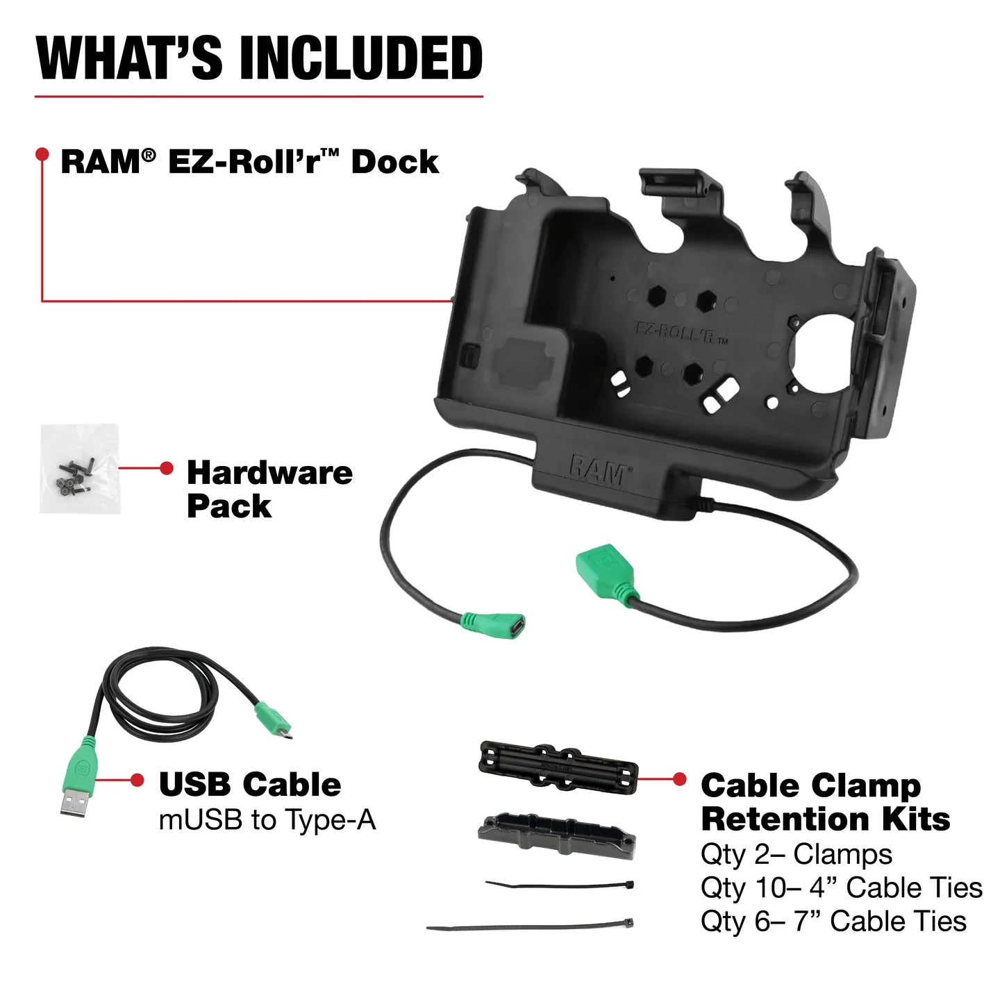 RAM® EZ-Roll'r™ Modular Power + Single USB Dock Samsung Tab Active5 & 3 - RAM-HOL-SAM60PDNU