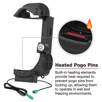 RAM® Locking Powered Dock + Single USB-A for Zebra MC9300 - Heated Pins - RAM-HOL-ZE32PDHLU