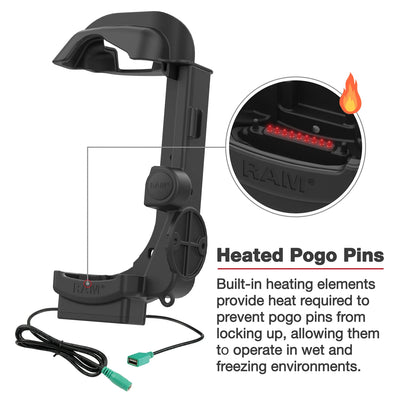 RAM® Powered Dock + Single USB-A for Zebra MC9300 - Heated Pins - RAM-HOL-ZE32PDHU