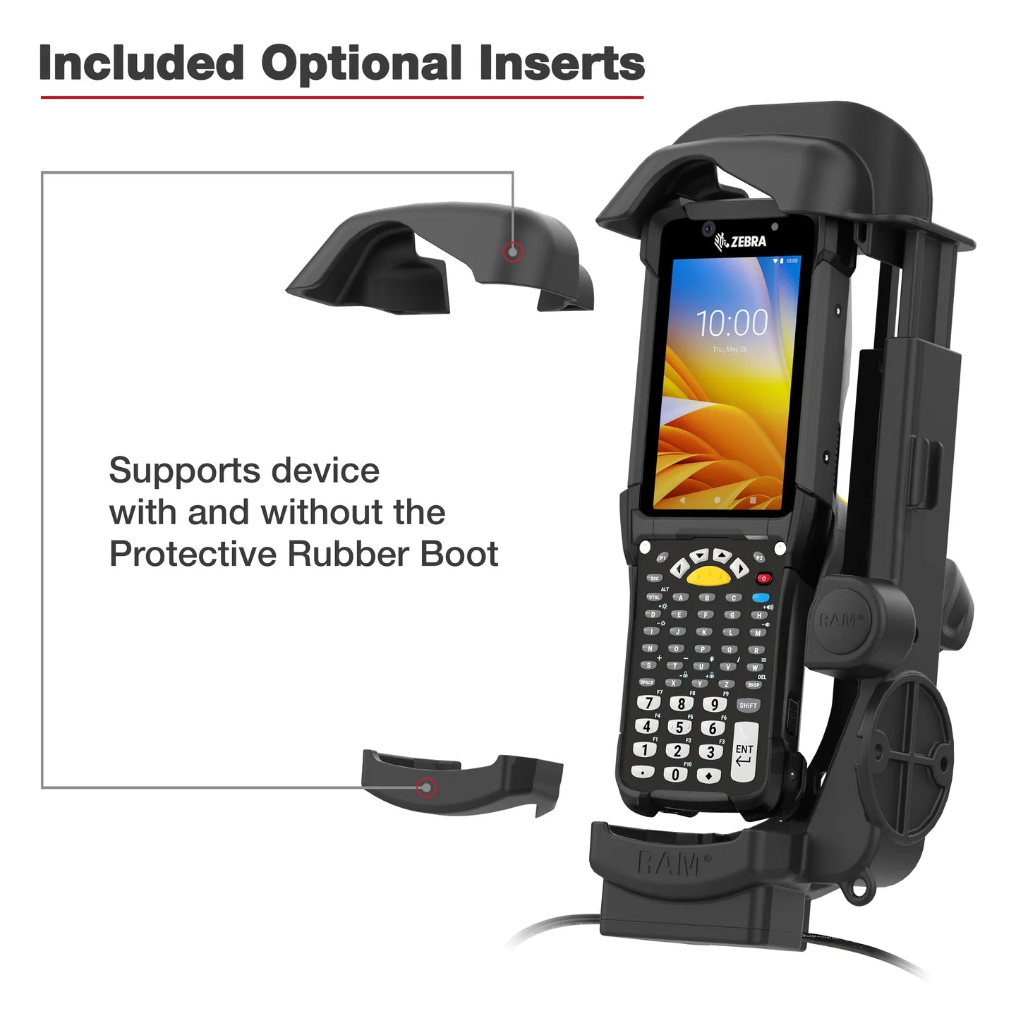 RAM® Powered Dock + Single USB-A for Zebra MC9300 - Heated Pins - RAM-HOL-ZE32PDHU
