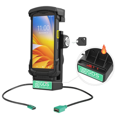 GDS® Locking Powered Dock + USB-A for Zebra TC73/78 - Heated Pins - RAM-GDS-DOCKL-V12-ZE35CPDHU