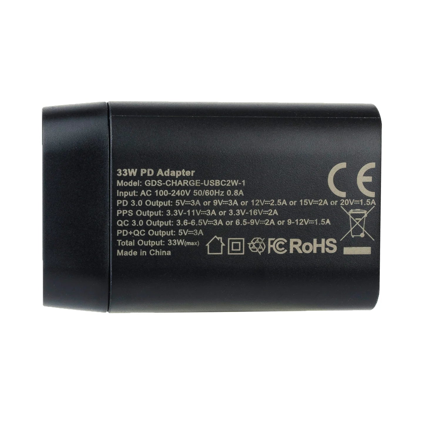 GDS® Type-C and Type-A 33W 2-Port Wall Charger - PD3.0 & PPS - RAM-GDS-CHARGE-PPS-C2W