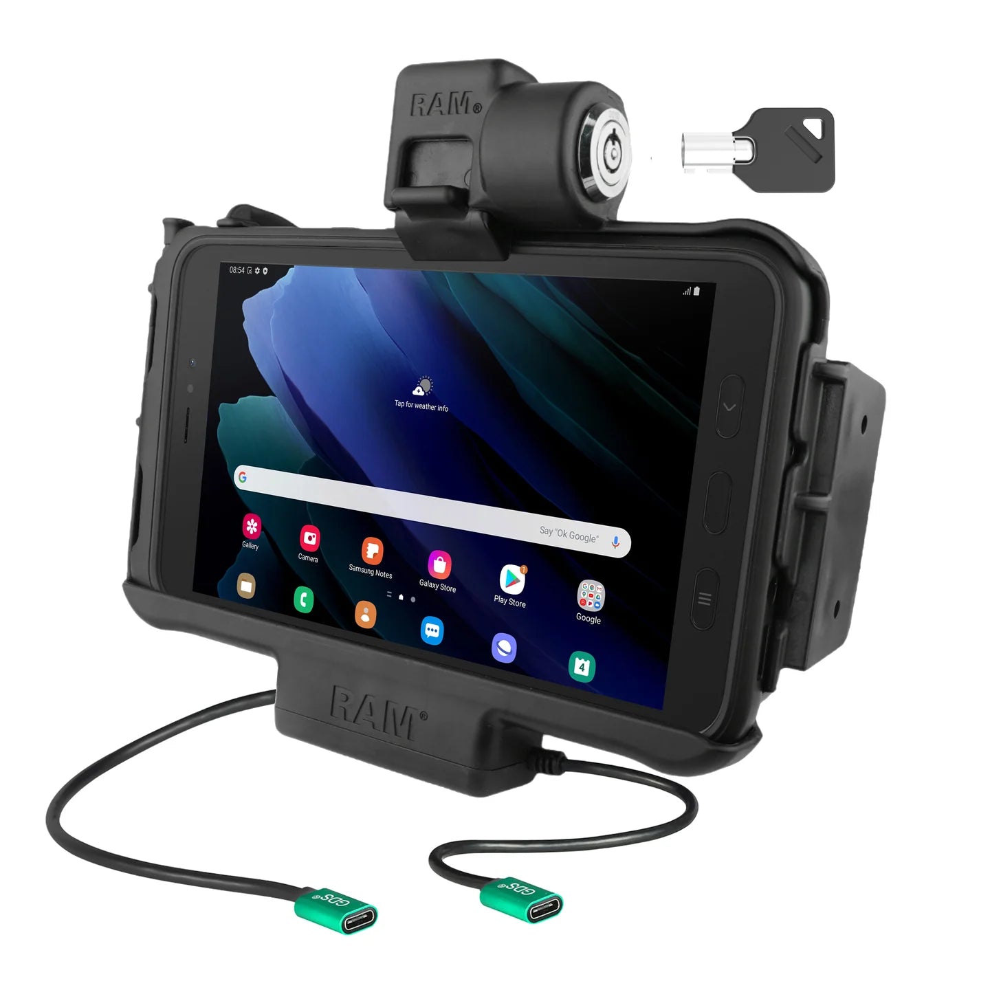 RAM® Locking USB-C Modular Dock + USB-C Data for Samsung Tab Active5 & 3 - RAM-HOL-SAM58CPKLN-CU