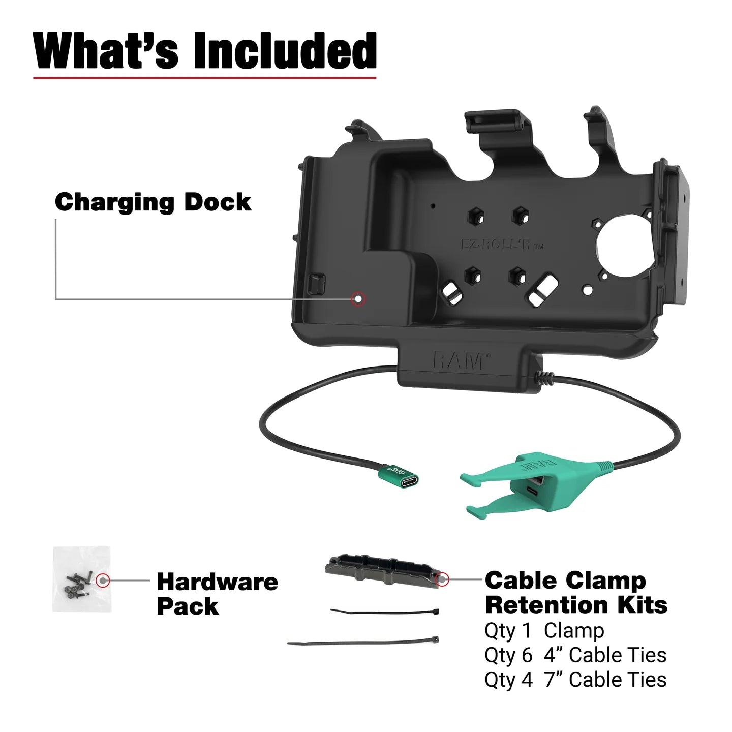 RAM® USB-C Modular Dock + USB-C & USB-A Data for Samsung Tab Active5 & 3 - RAM-HOL-SAM60CPN-CAU
