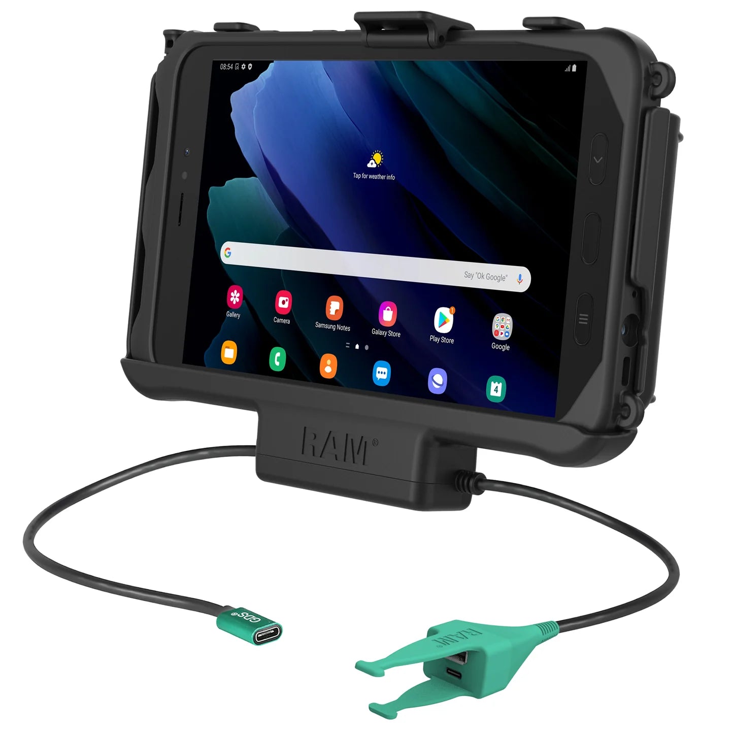 RAM® USB-C Powered Dock + USB-C & USB-A Data for Samsung Tab Active5 & 3 - RAM-HOL-SAM60CP-CAU