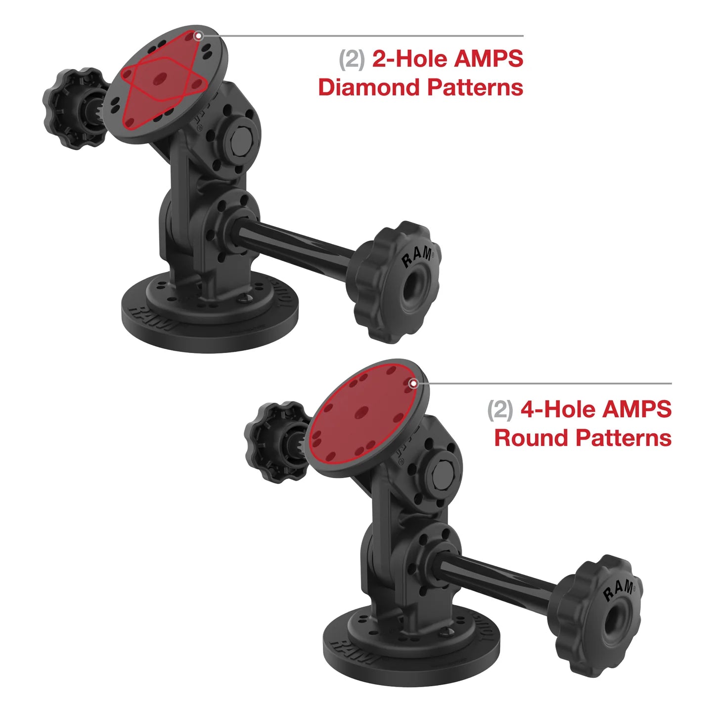 RAM® Dual Straight Pivot Magnetic Mount with Knob - RAP-101-PV4-2S-MAG88U