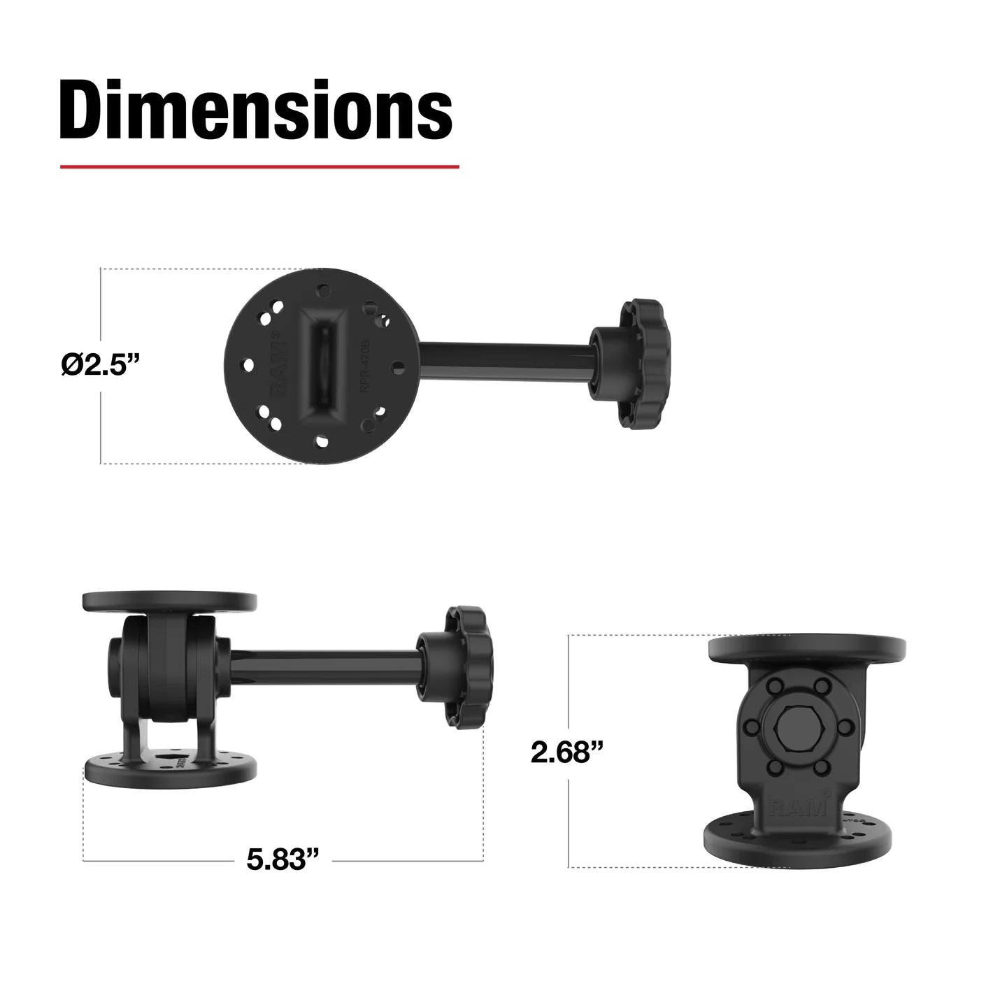 RAM® Single Pivot Mount with Knob - RAP-101-PV4U