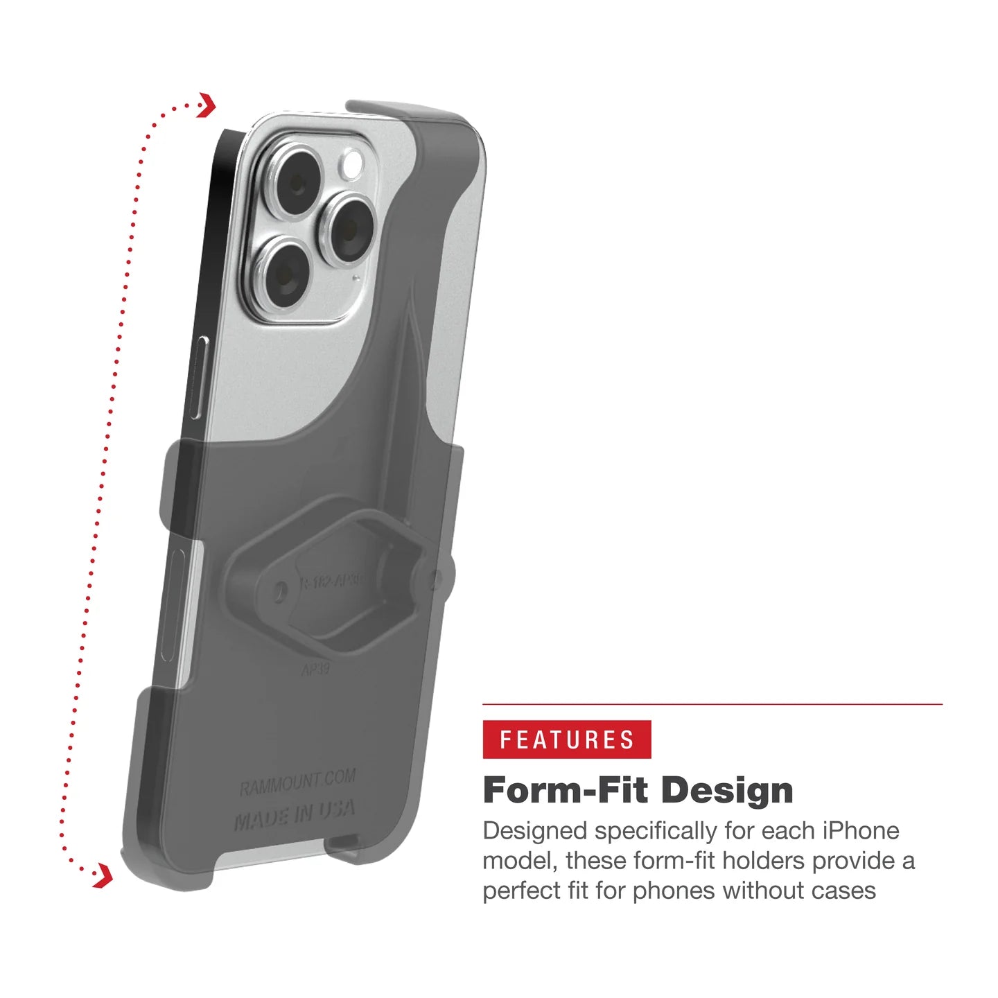 RAM® Form-Fit Holder for Apple iPhone 15 Pro Max - RAM-HOL-AP39-1U