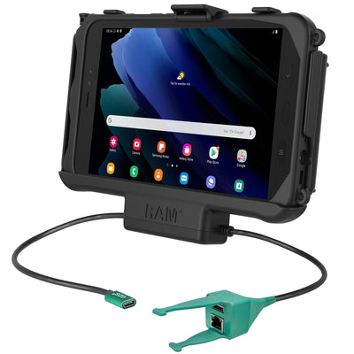 RAM® USB-C Powered Dock + USB-A & RJ45 Data for Samsung Tab Active5 & 3 - RAM-HOL-SAM60CP-RJ45AU