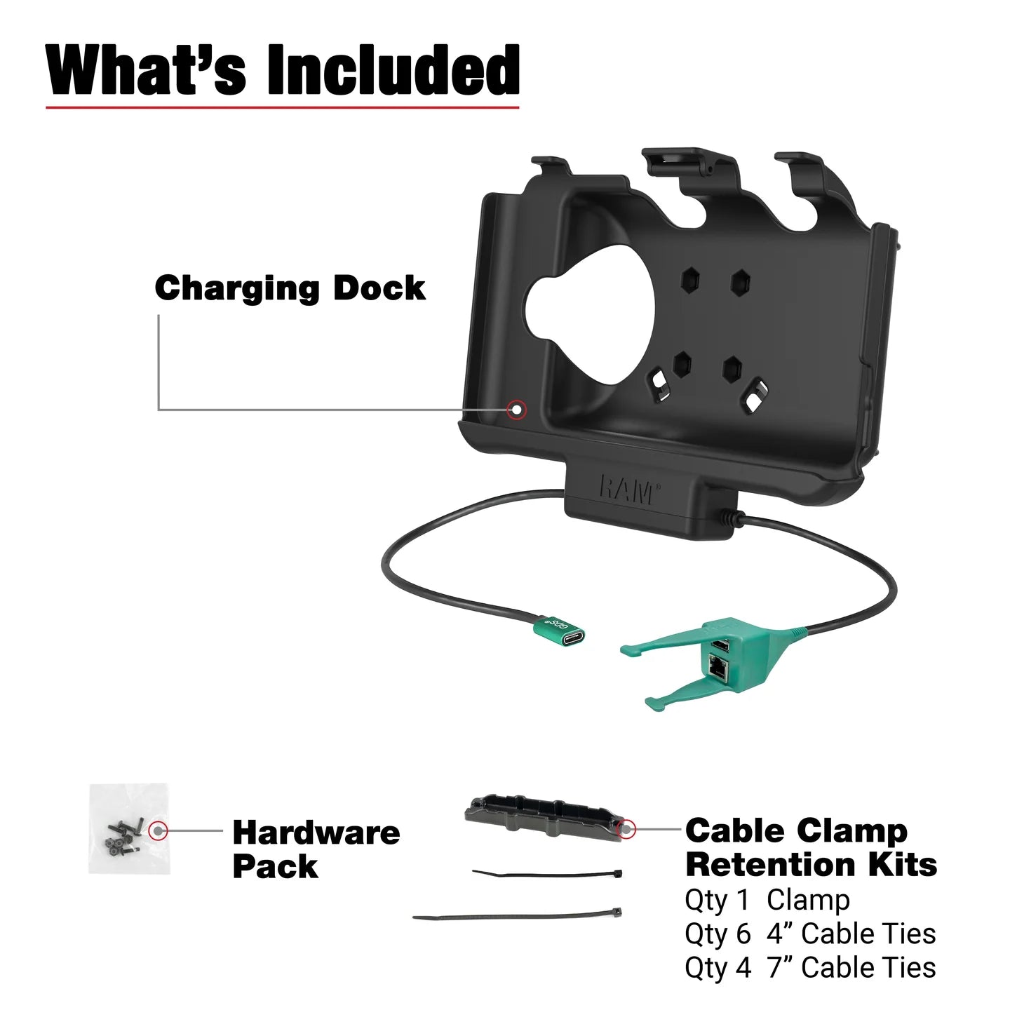 RAM® USB-C Powered Dock + USB-A & RJ45 Data for Samsung Tab Active5 & 3 - RAM-HOL-SAM60CP-RJ45AU