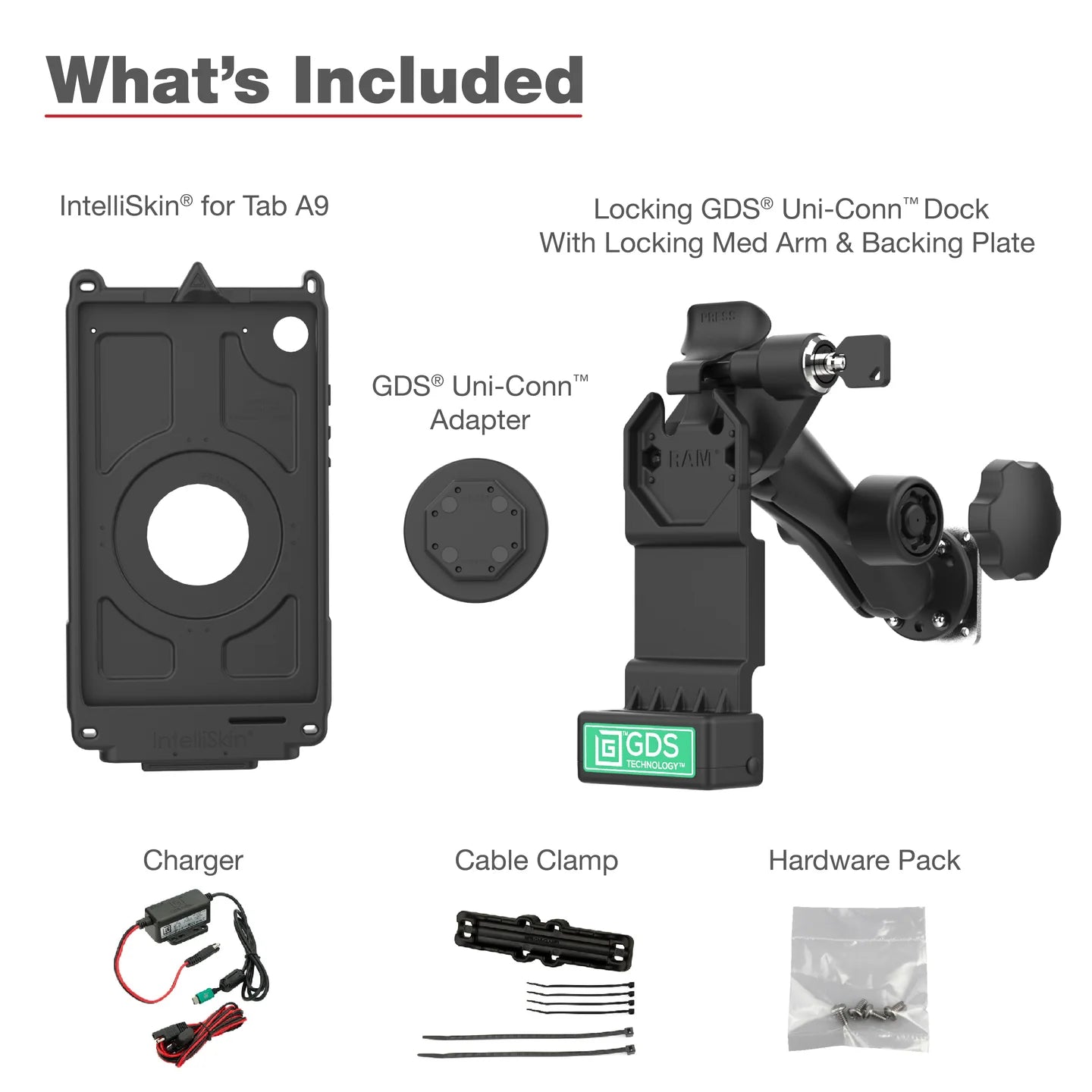 GDS® Uni-Conn™ Locking Vehicle Bundle for Samsung Tab A9 -  RAM-GDS-U1-SAM95-KIT2
