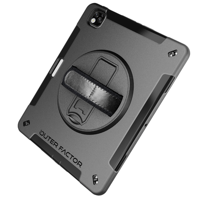 OuterFactor WorkForce Pro Case, iPad Pro (3/4/5/6th Gen), Black, Kickstand, Hand Strap, Screen Protector, Pen Holder - 20-0051111