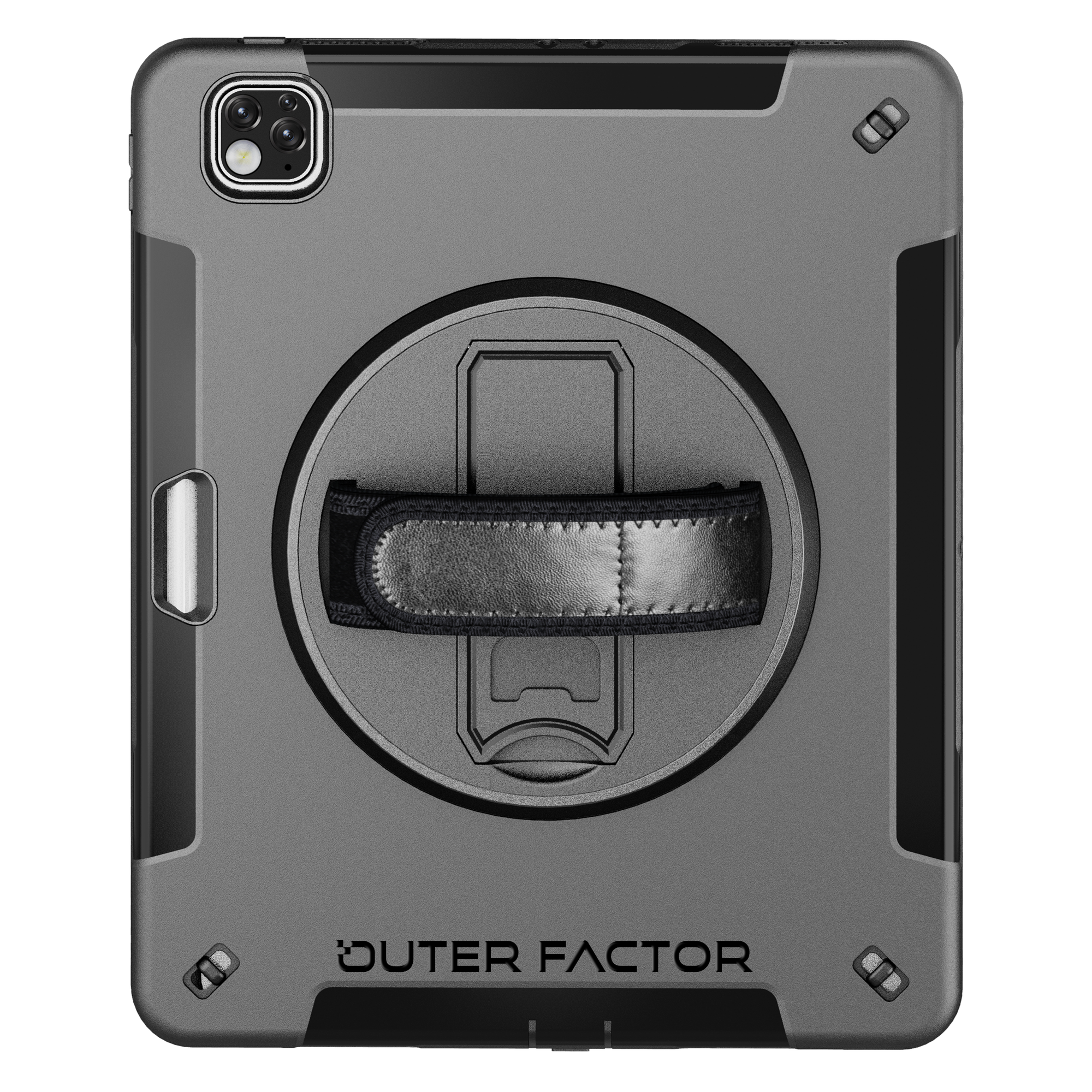 OuterFactor WorkForce Pro Case, iPad Pro (3/4/5/6th Gen), Black, Kickstand, Hand Strap, Screen Protector, Pen Holder - 20-0051111