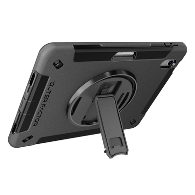 OuterFactor WorkForce Pro Case, iPad 10.9 (10th Gen), Black, Kickstand, Hand Strap, Screen Protector, Pen Holder - 20-0171111