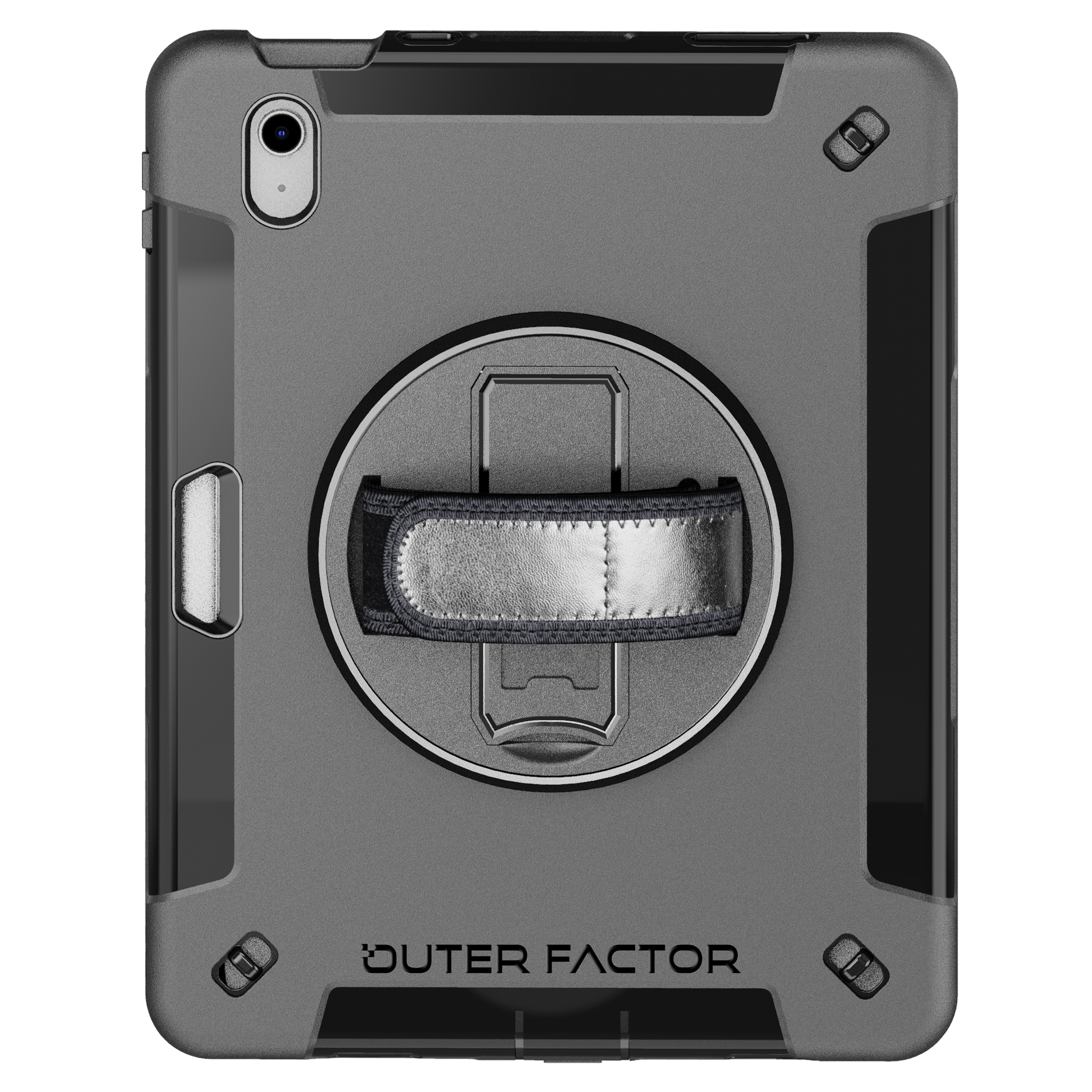 OuterFactor WorkForce Pro Case, iPad 10.9 (10th Gen), Black, Kickstand, Hand Strap, Screen Protector, Pen Holder - 20-0171111