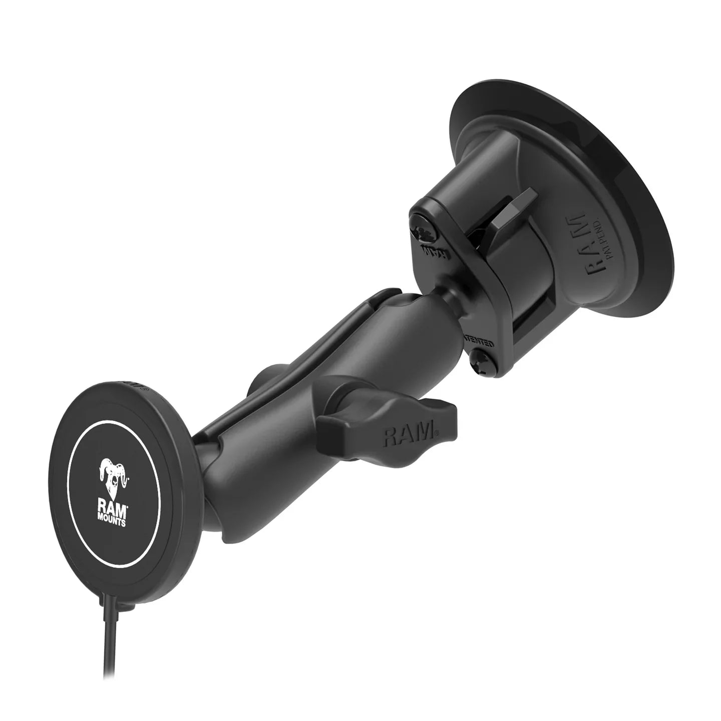 RAM® Twist-Lock™ Suction Cup Mount with RAM® Qi2 15W Wireless Charger - RAM-B-166-AP-MAG-1-W2MU