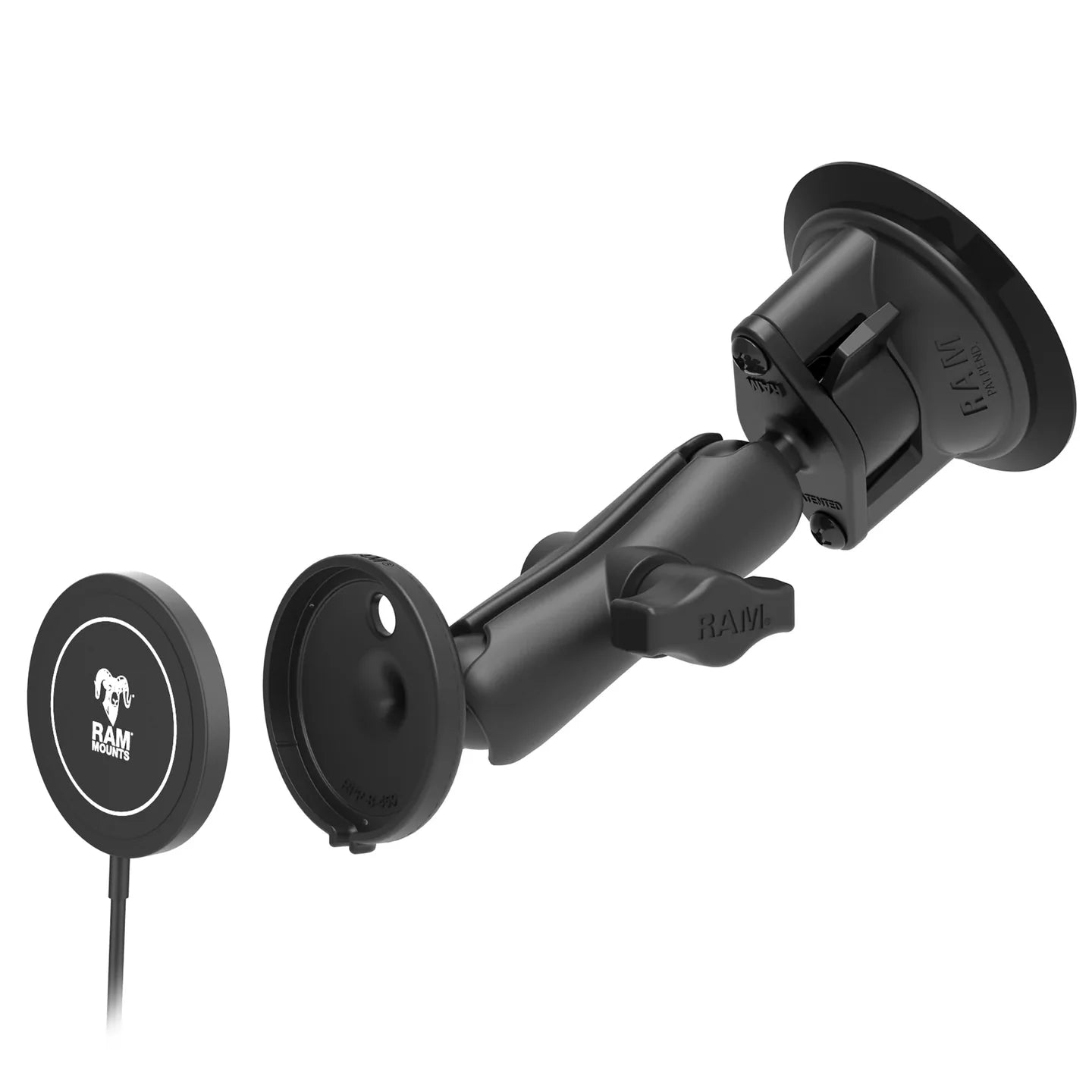 RAM® Twist-Lock™ Suction Cup Mount with RAM® Qi2 15W Wireless Charger - RAM-B-166-AP-MAG-1-W2MU