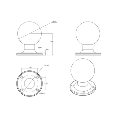 RAM D Size 2.25" Ball on Round Plate with AMPS Hole Pattern - RAM-D-254U