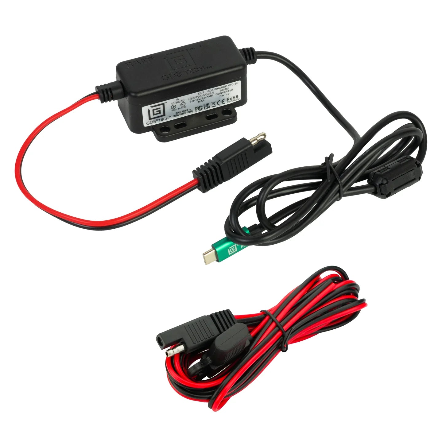 GDS® Modular 10-30V Power Delivery (45W) Male USB-C Hardwire Charger - RAM-GDS-CHARGE-V3C-3U