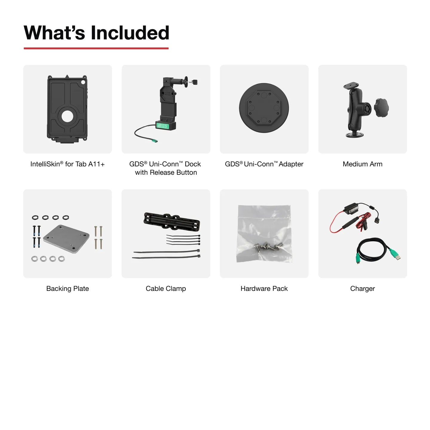 GDS® Uni-Conn™ Locking Vehicle Bundle for Samsung Tab A11+ - RAM-GDS-U4-SAM88-1-KIT2
