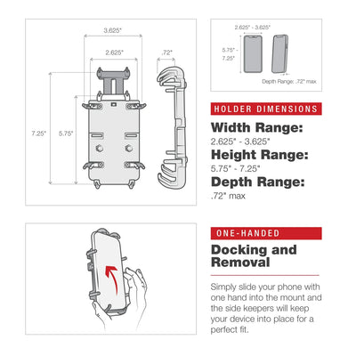 RAM® Quick-Grip™ XL Phone Mount with Rotating Low-Profile Tough-Claw™ - RAM-HOL-PD4-400-1RU