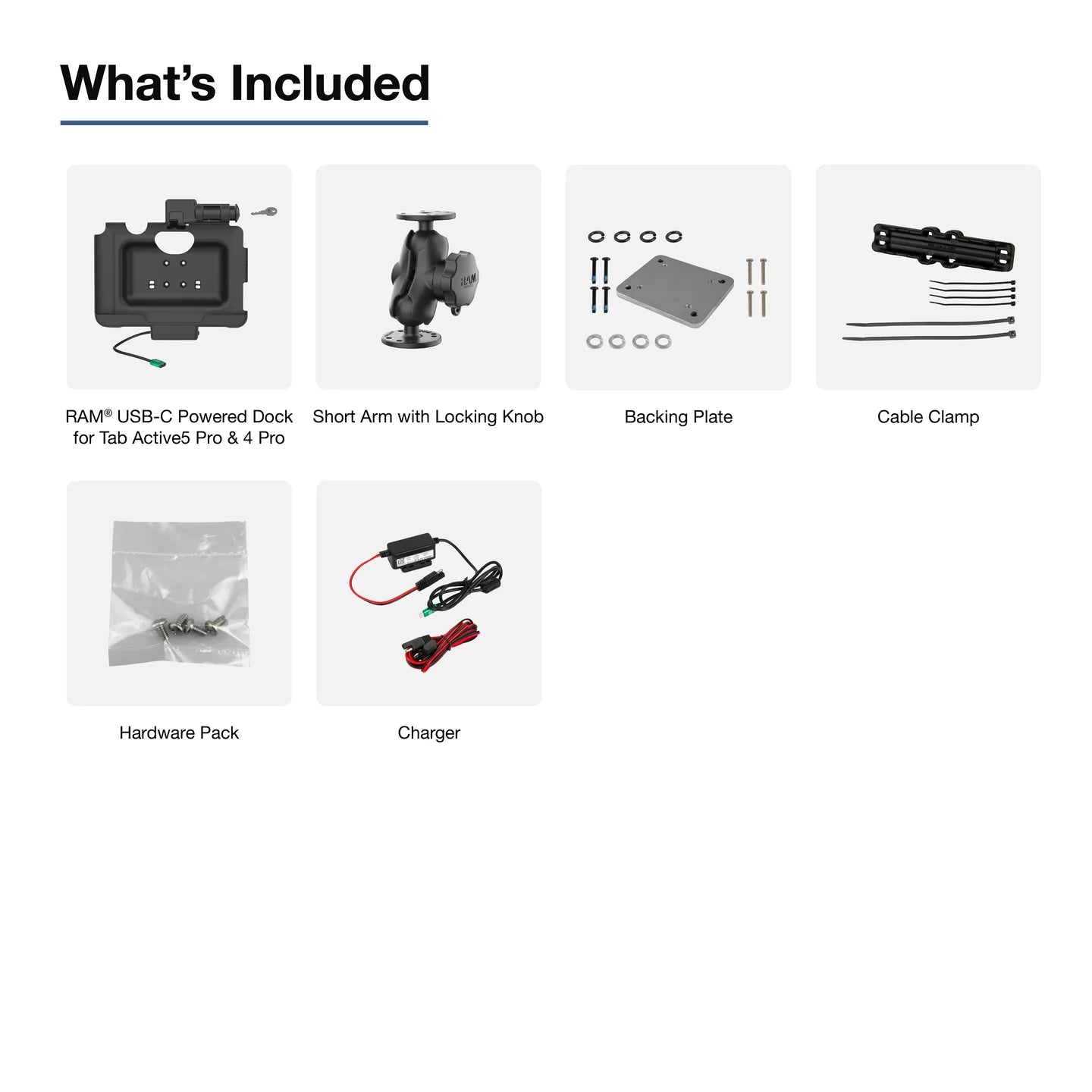 RAM® Locking Powered Dock & Mount for Samsung Tab Active5 Pro & 4 Pro - RAM-HOL-SAM57CPKL-225-V7CU