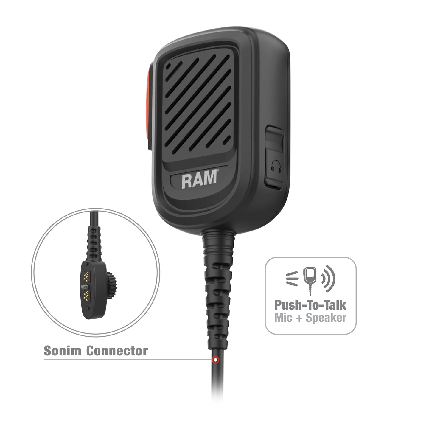 RAM® Remote Speaker Mic with Sonim SecureAudio Connector - RAM-RSM-SNM1