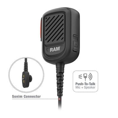 RAM® Remote Speaker Mic with Sonim SecureAudio Connector - RAM-RSM-SNM1