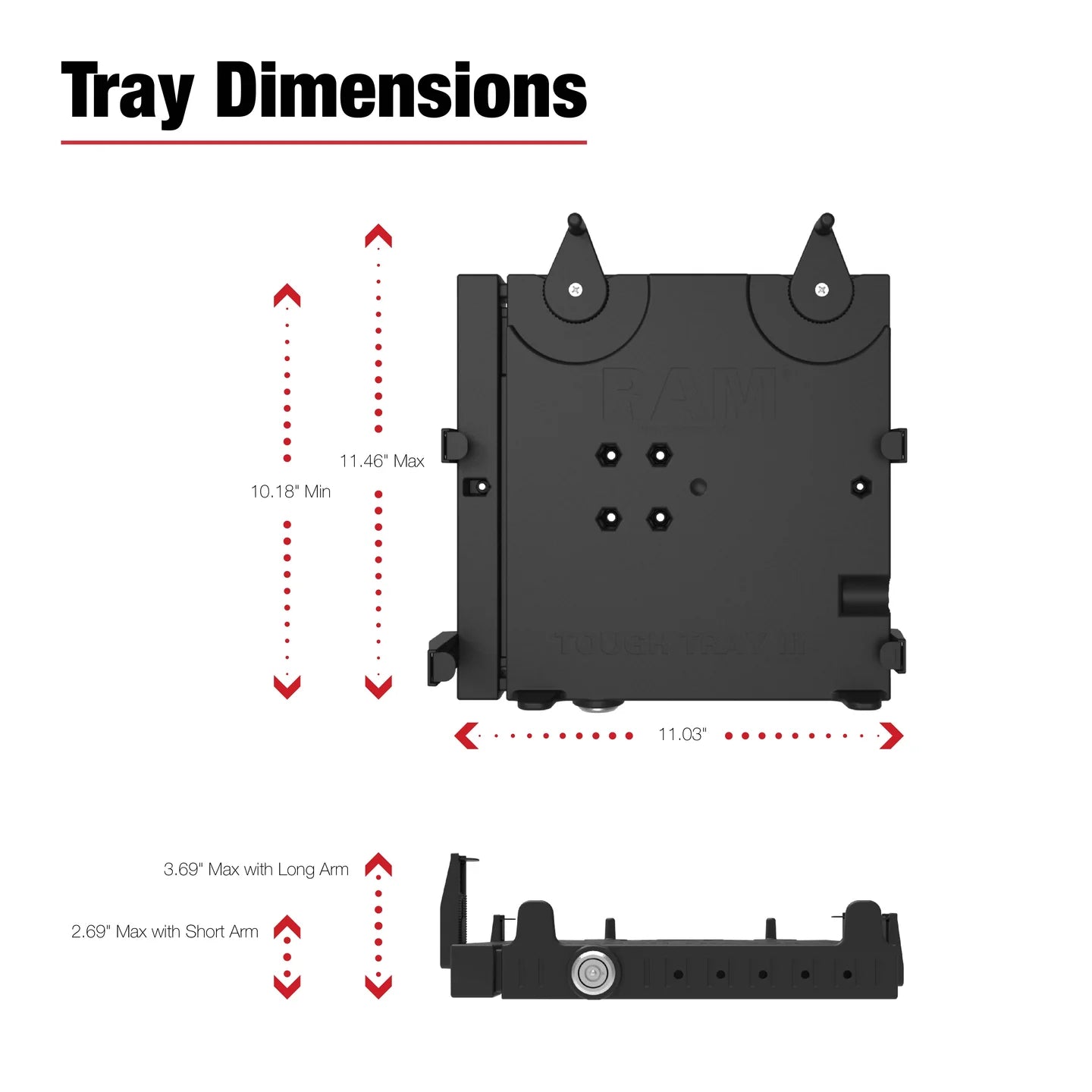 No Drill Laptop Mount for 2022-2026 Toyota Tundra & 2010 Ford Focus - RAM-VB-148-SW3