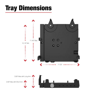 No Drill Laptop Mount for 2011-2026 Dodge Durango and 2011-2021 Jeep Grand Cherokee - RAM-VB-186-SW3