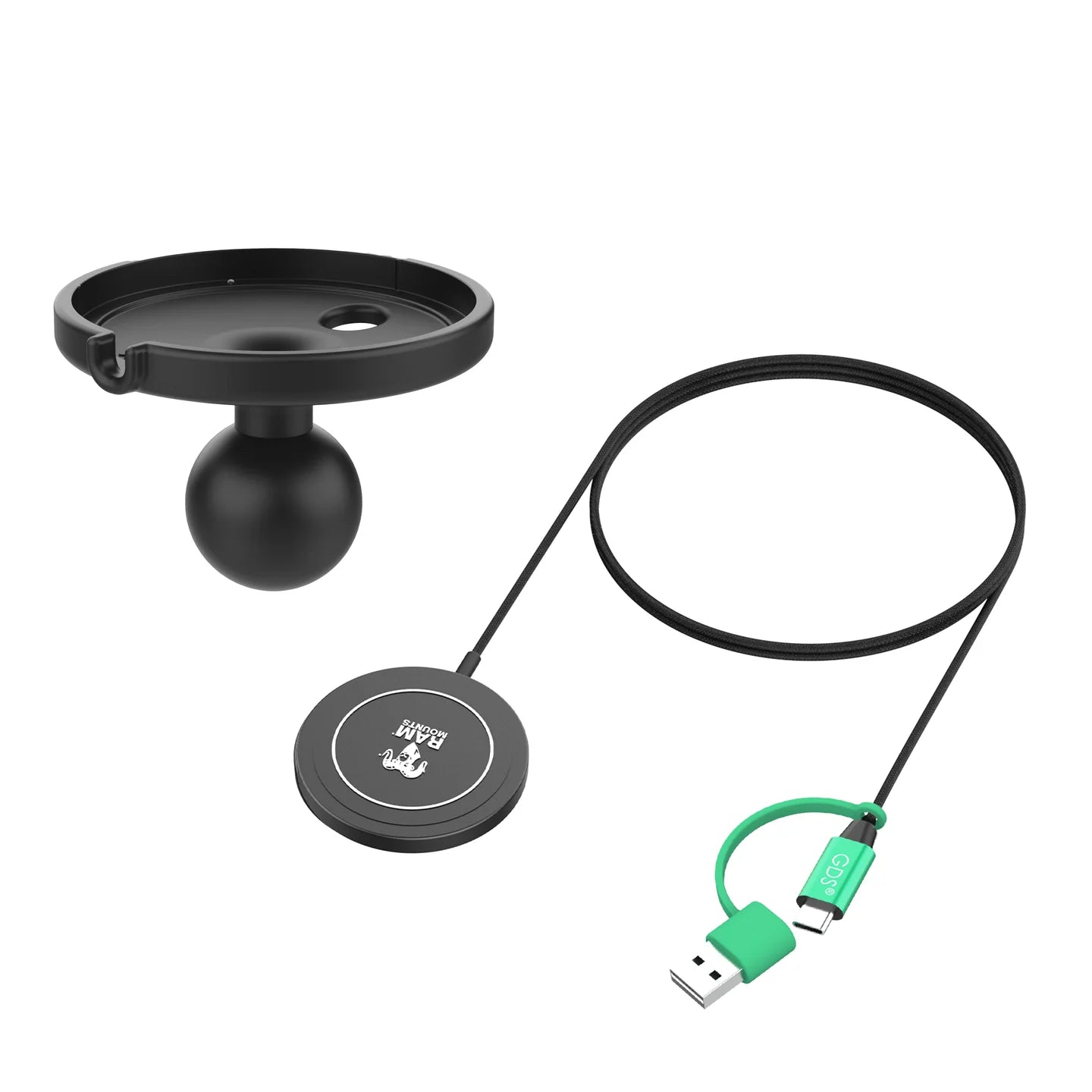 RAM® Ball Adapter with RAM® Qi2 15W Wireless Charger - RAP-B-202-AP-MAG-1-W2MU